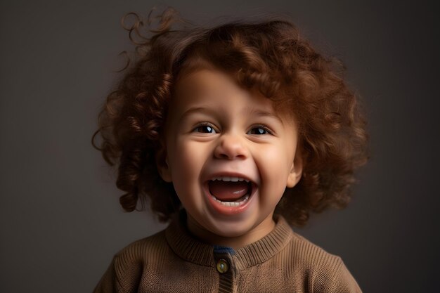 Retrato de uma criança sorridente em um fundo sólido