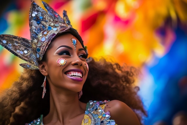 Foto retrato de uma dançarina brasileira de carnaval