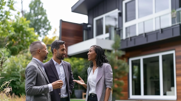 Foto retrato de uma discussão de um empresário com um cliente para uma imagem de ia gerativa de propriedade imobiliária