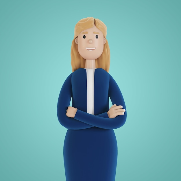 Retrato de uma empresária Mulher em roupas de negócios empregado da empresa ilustração 3d em estilo cartoon