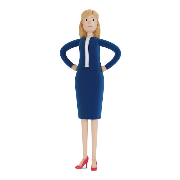 Retrato de uma empresária. Mulher em roupas de negócios, funcionária da empresa. ilustração 3D em estilo cartoon.