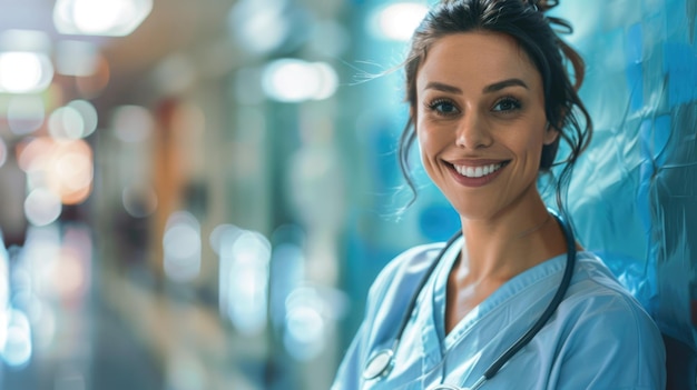 Retrato de uma enfermeira sorridente em um hospital Retrato de um enfermeiro sorridente