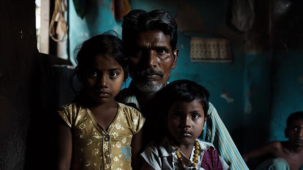 Foto retrato de uma família indiana feliz