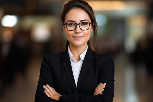 Foto retrato de uma funcionária que trabalha como gerente executivo