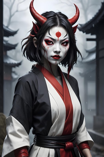 Retrato de uma geisha demoníaca