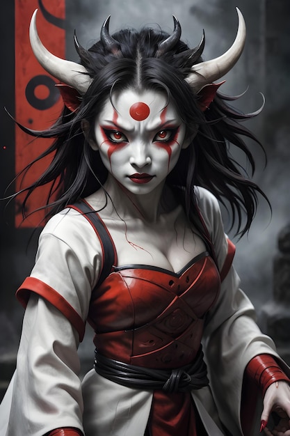 Retrato de uma geisha demoníaca