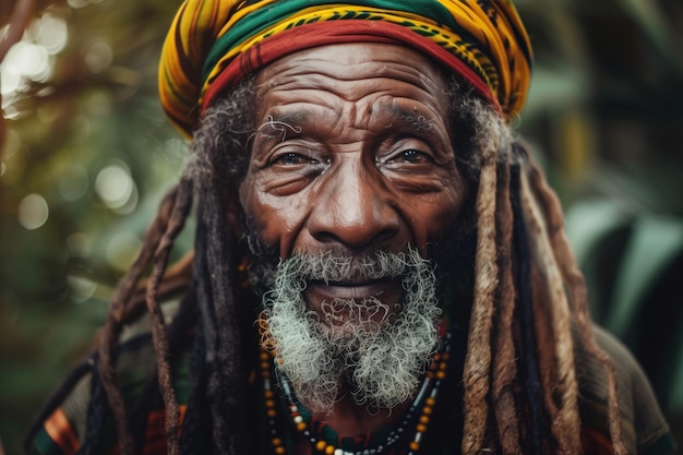 Foto retrato de uma ia gerativa rastaman