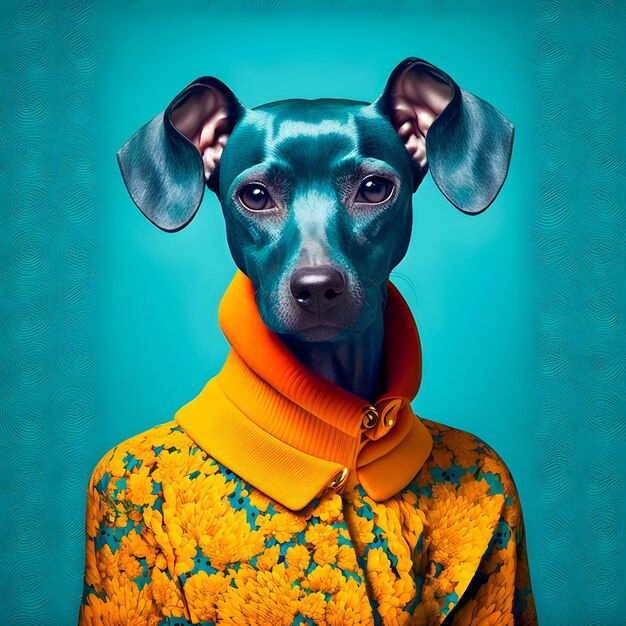 Retrato de uma ilustração de cachorro da moda, arte moderna e engraçada