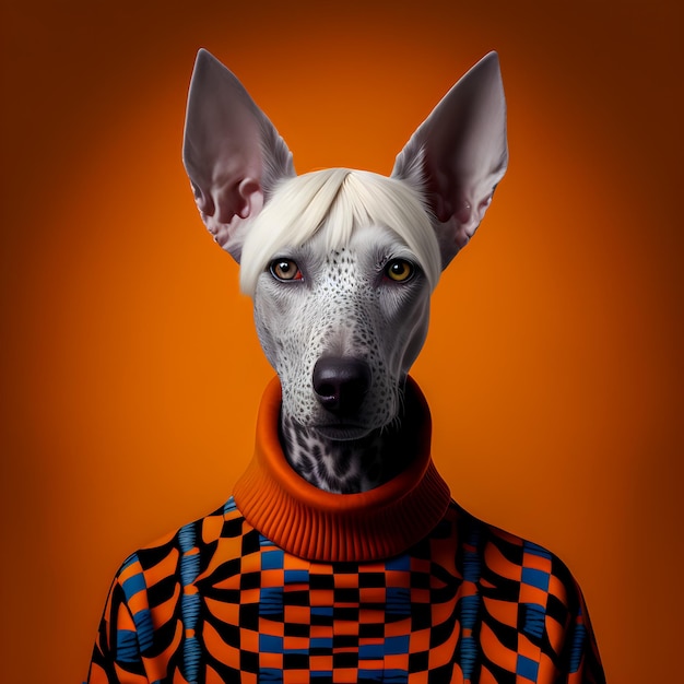 Retrato de uma ilustração de cachorro da moda, arte moderna e engraçada