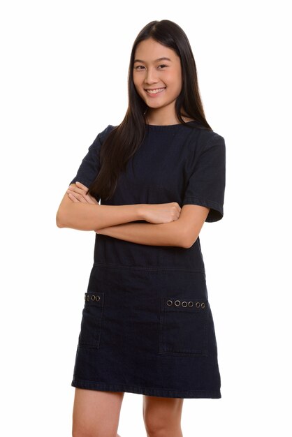 Retrato de uma jovem adolescente asiática feliz sorrindo