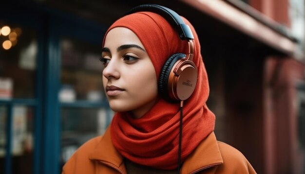 Retrato de uma jovem árabe em hijab Bela senhora muçulmana