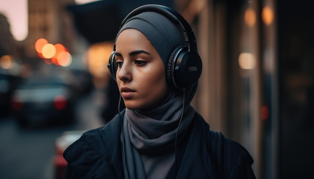 Retrato de uma jovem árabe em hijab Bela senhora muçulmana