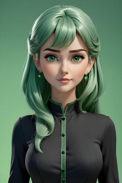 retrato de uma jovem bonita com cabelo verde