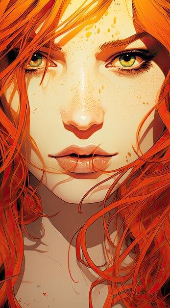Retrato de uma jovem bonita com cabelo vermelho