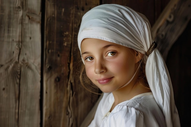 Retrato de uma jovem camponesa com um boné branco