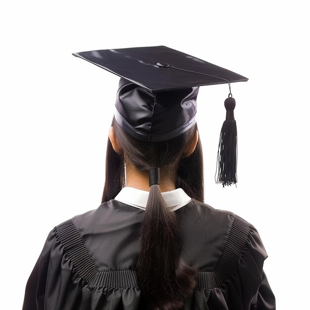 Foto retrato de uma jovem celebrando a formatura