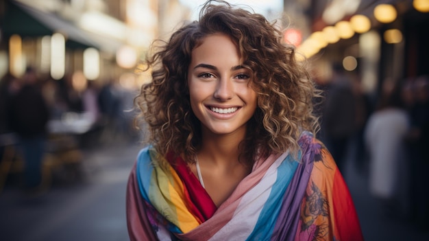 retrato de uma jovem e bela mulher africana feliz com cabelos encaracolados