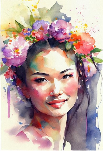 Retrato de uma jovem e bela mulher asiática. ai generativo