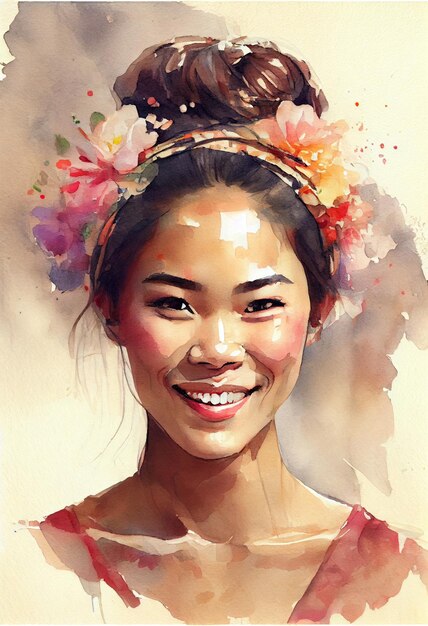 Retrato de uma jovem e bela mulher asiática. ai generativo