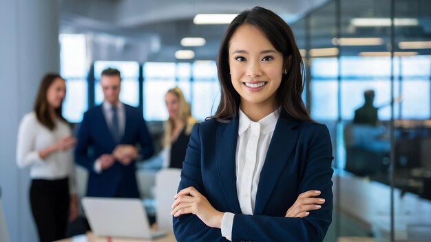 Retrato de uma jovem empresária confiante no escritório moderno