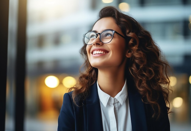 Foto retrato de uma jovem empresária sorridente e confiante