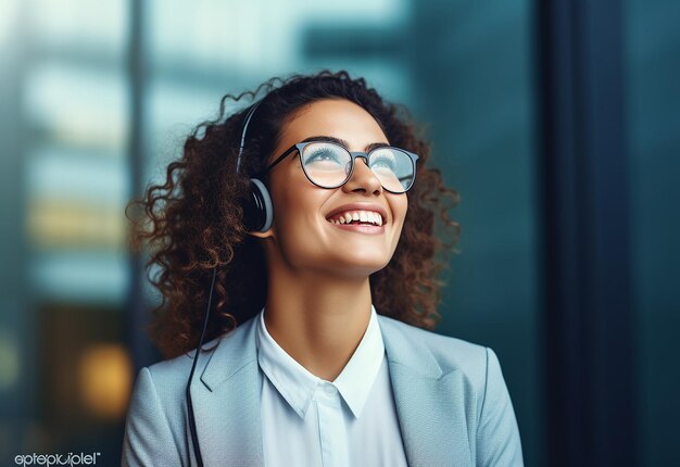 Foto retrato de uma jovem empresária sorridente e confiante