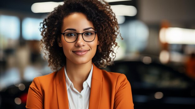 Retrato de uma jovem empresária sorrindo em um escritório