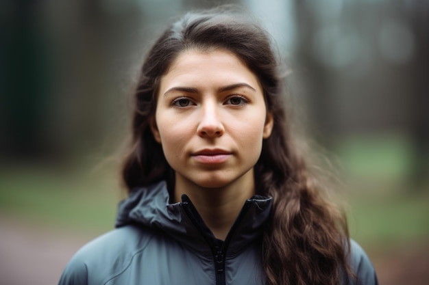 Retrato de uma jovem esportiva do lado de fora criada com IA generativa