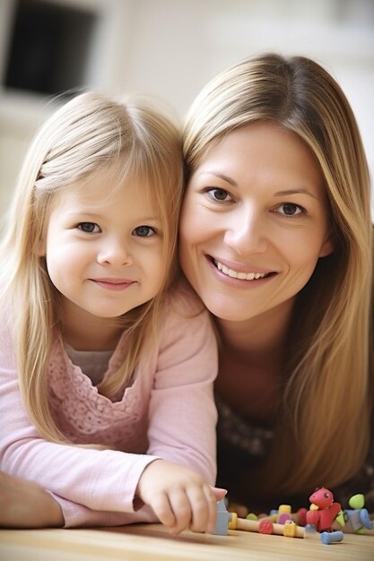 Retrato de uma jovem mãe e filha passando tempo de qualidade juntos em casa