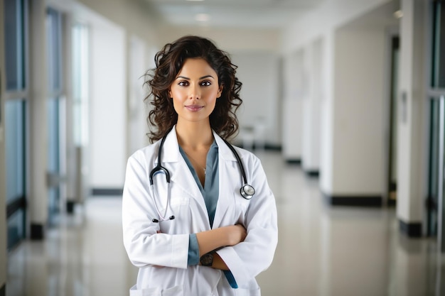 Retrato de uma jovem médica indiana olhando para a câmera