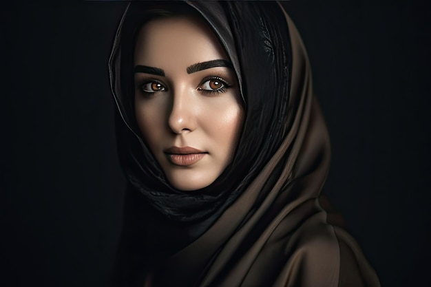 Retrato de uma jovem muçulmana vestindo um hijab Generative Ai