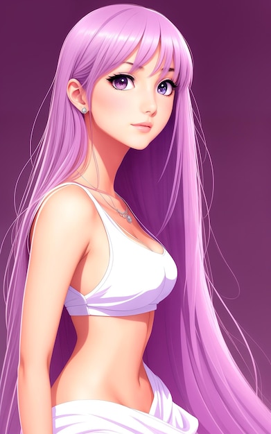 Retrato de uma jovem mulher bonitaEstilo anime