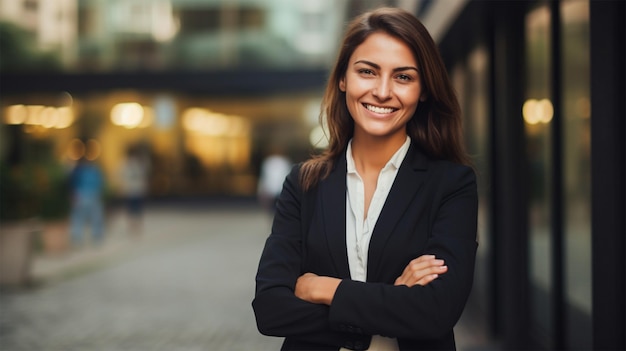 Foto retrato de uma jovem mulher sorridente