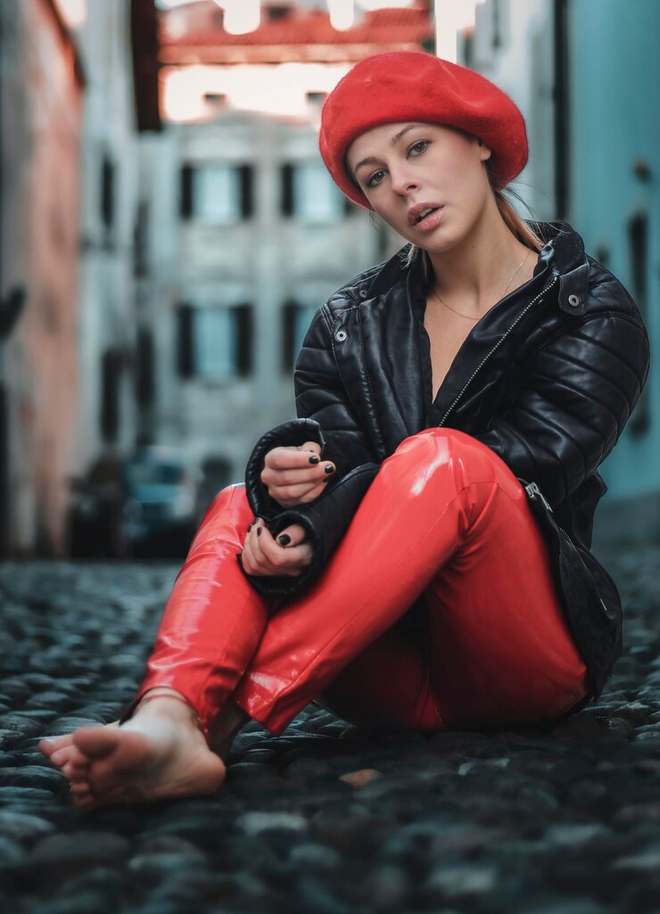 Foto retrato de uma jovem sentada na cama