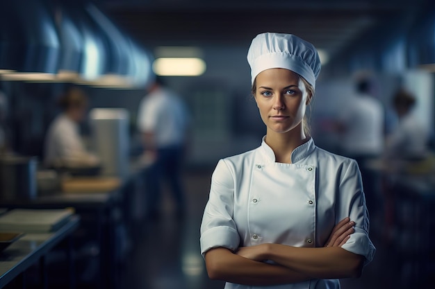 Foto retrato de uma linda chef feminina