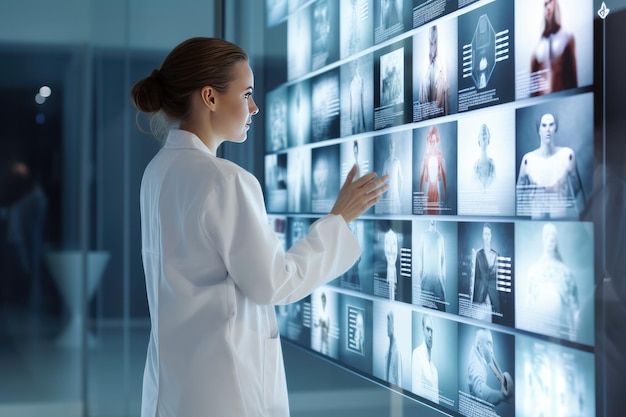 Retrato de uma linda médica trabalhando em um hospital moderno na ressonância magnética Generative Ai