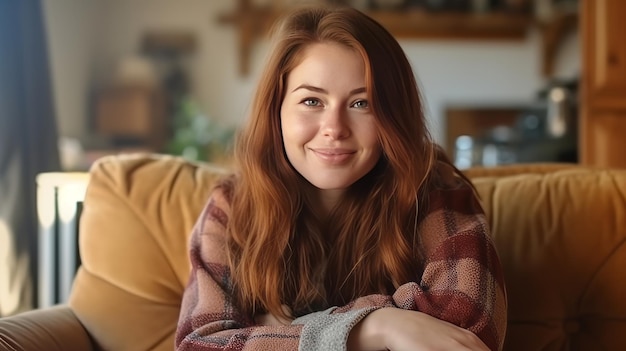 Retrato de uma linda menina sorrindo e relaxando durante o outono