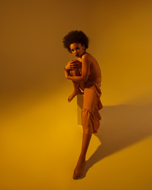 Retrato de uma linda mulher afro-americana Luz criativa