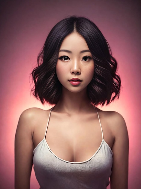 Retrato de uma linda mulher asiática usando vestido à noite Generative AI