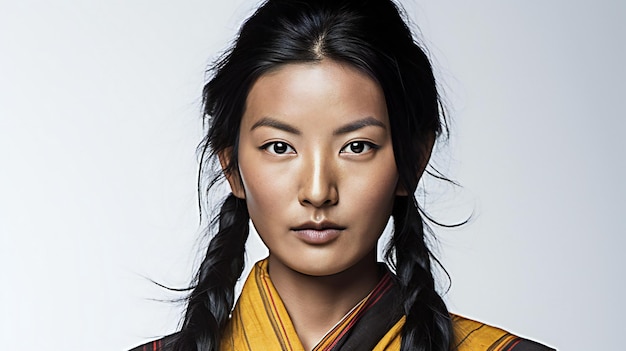 Retrato de uma linda mulher asiática vestindo um quimono