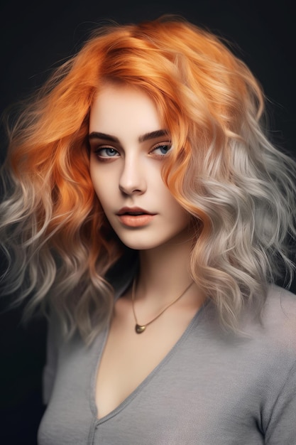 Retrato de uma linda mulher com cabelo laranja