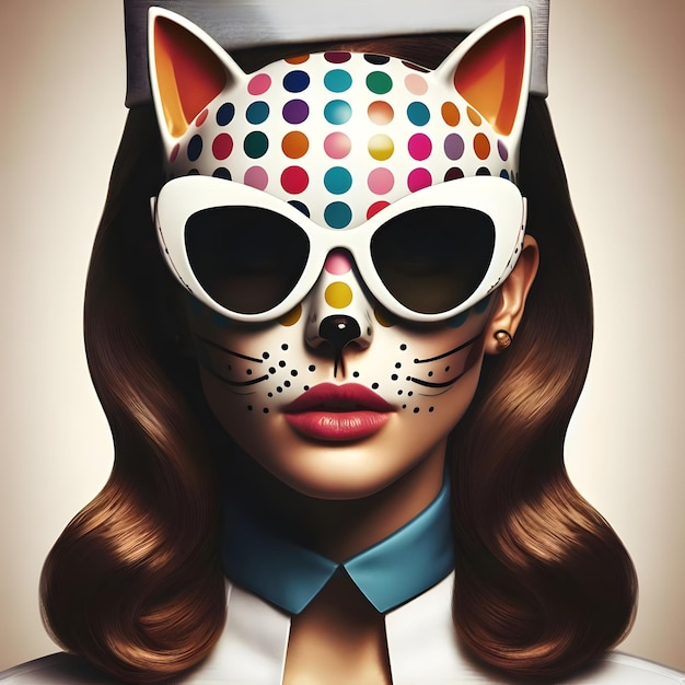 Retrato de uma linda mulher com maquiagem criativa como um gato