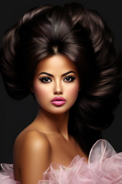 Retrato de uma linda mulher com penteado elegante Maquiagem perfeita