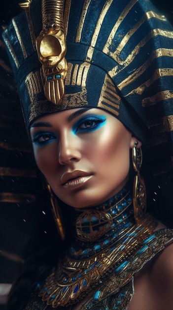 Retrato de uma linda mulher egípcia com joias douradas Moda luxuosa