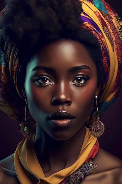 Retrato de uma linda mulher negra