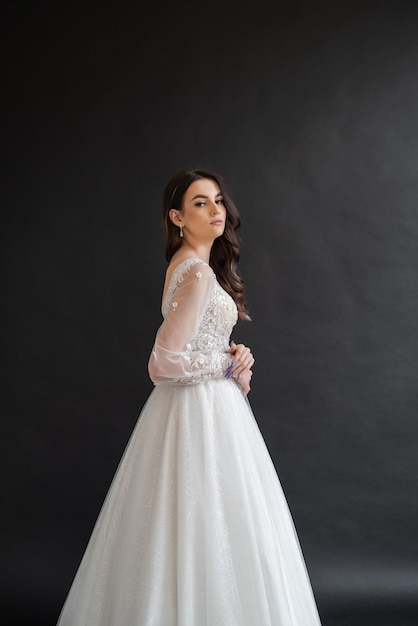 Retrato de uma linda noiva vestido de noiva decoração de casamento