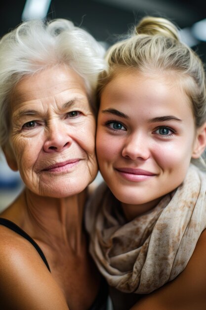 Retrato de uma mãe e filha se unindo no aeroporto