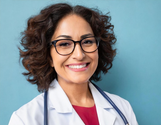 Retrato de uma médica madura com óculos