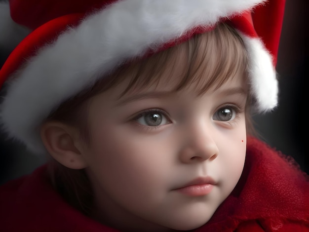 Foto retrato de uma menina bonita com chapéu de papai noel tema de natal