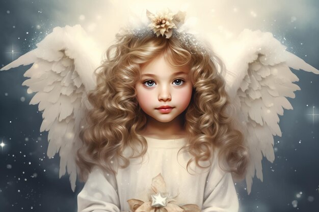 retrato de uma menina com asas de anjo anjo de Natal